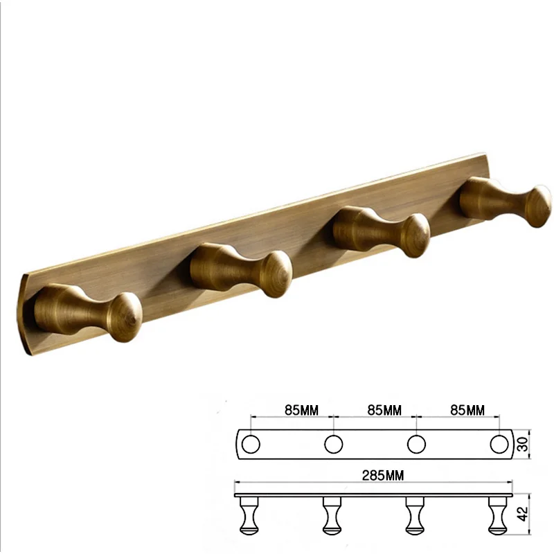 Античная Ванная комната молния бронза латунь настенные Винтаж 4 5 6 пальто крючки декоративные одежда крючок Полотенца вешалка ключ держатель - Цвет: 4 hooks