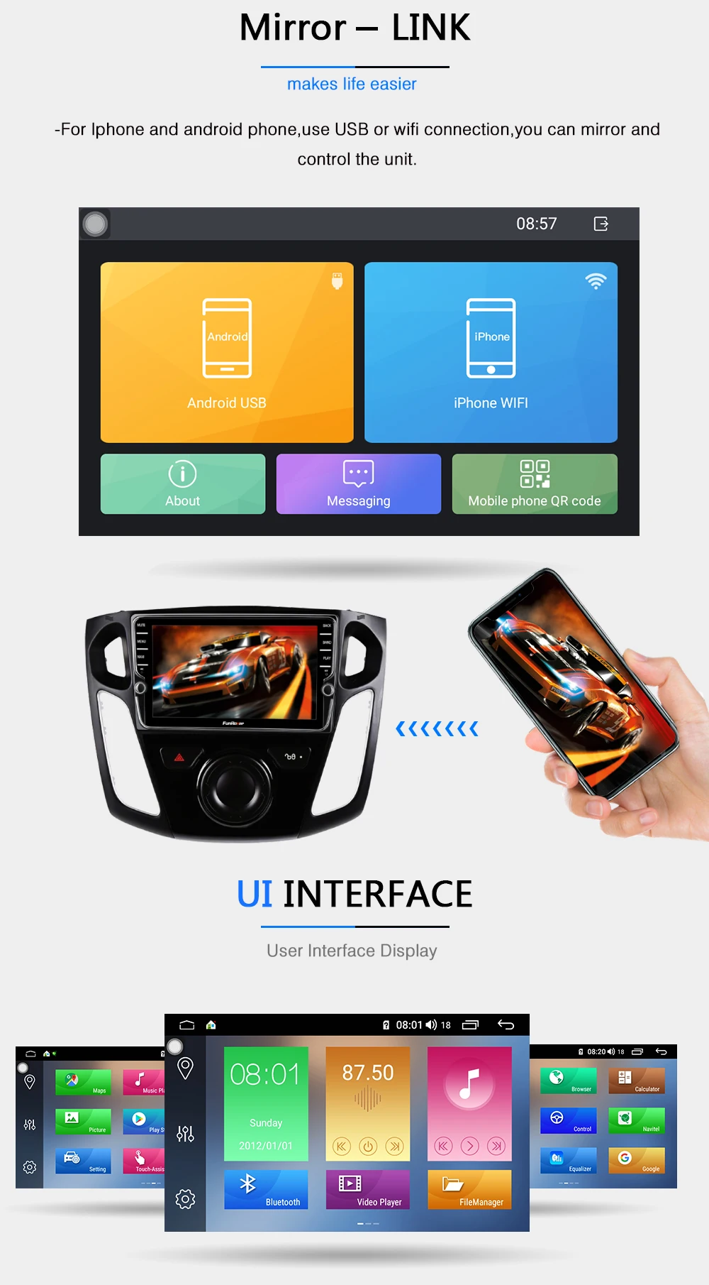 Top FUNROVER Octa 8 core Android 9.0 2 din car radio multimedia dvd player For  Focus 2012-2015 stereo gps navigation DSP 4G 64G 19