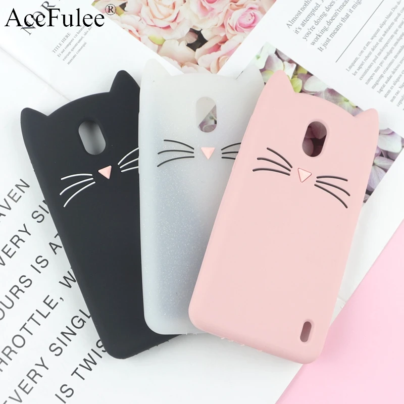 

3D Cartoon Glitter Cat Silicone Phone Case for Nokia 2 TA-1029 TA-1035 5.0" Ears Bearded Cat Soft Cover