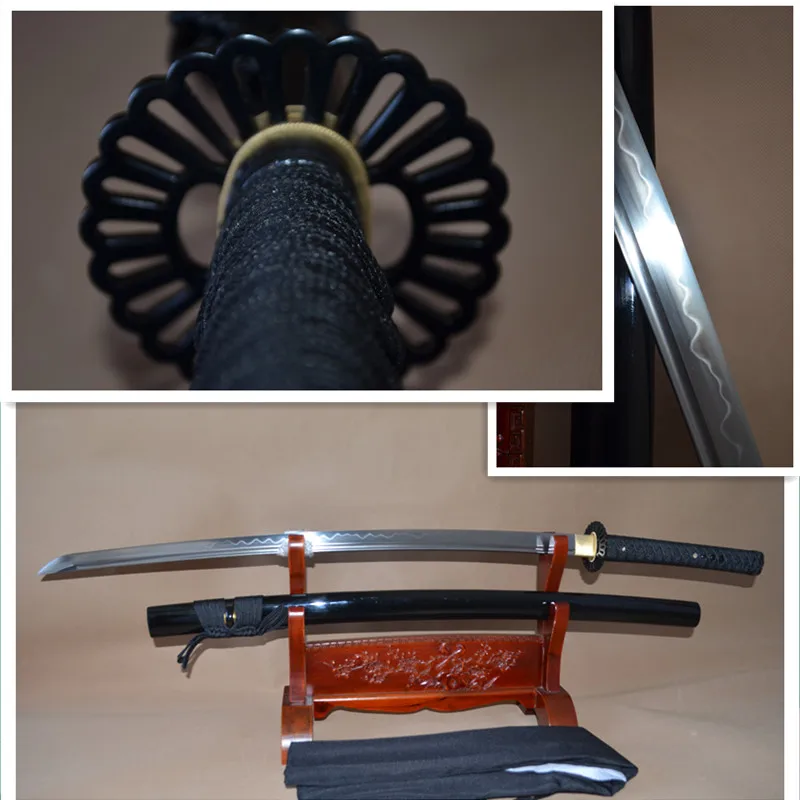 

Customized hand forged T10 clay tempered japanese Katana samurai real sword sharp blade full tang can cut bamboo tree