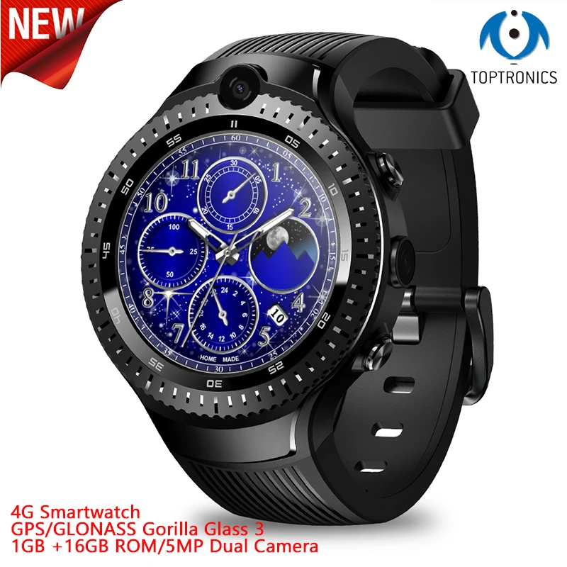 2019 New Arrival Toptronics 4G Smart Watch 1G+16GB ROM 5MP Dual Camera GPS/GLONASS WIFI Watch Smart Watch Men THOR 4 Dual