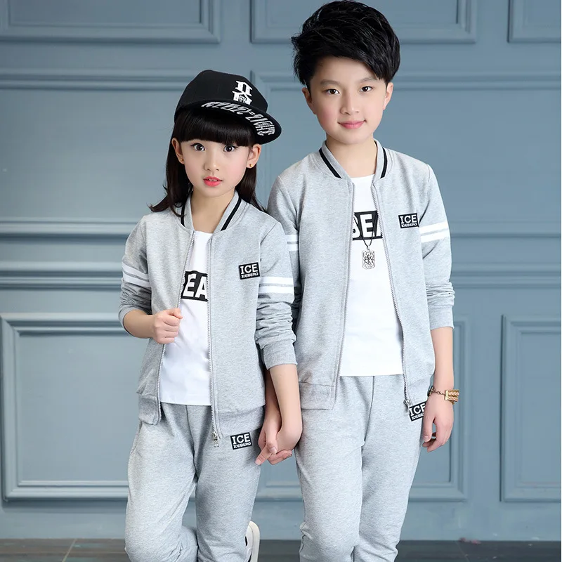 

Kids Clothes 2019 new Spring Autumn Long Sleeve movement Children's suit Cotton Zipper coat+ Pants+T-shirt Baby Girl Clothes