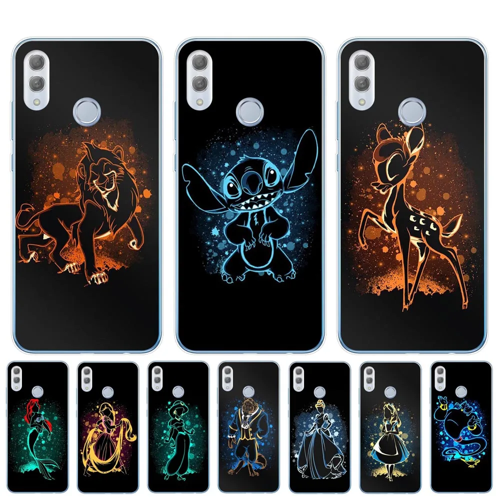 

Snow White Alice Little Mermaid Stitch Bambi Case For Coque Huawei Honor 9 10 20 Lite Pro 10i 8X 8C 6X 7X Soft TPU Phone Cover