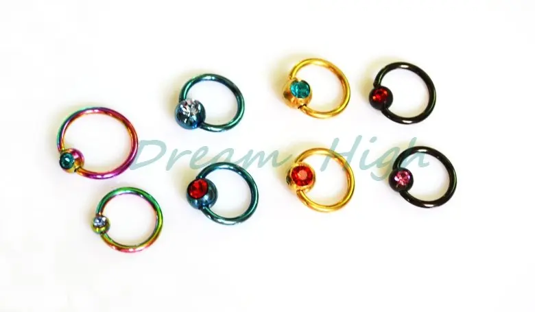 

Titanium Ball Closure Ring Jewelled BCR Clip In Accessory Bonus Pack 3mm 4mm 5mm ball Lip Piercing Earring Eyebrow 16G