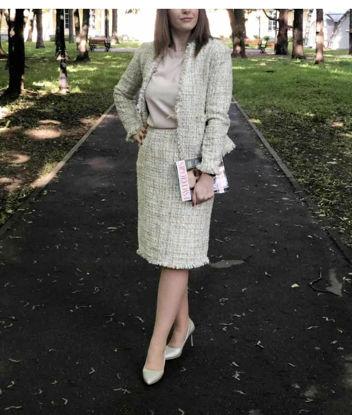 Women's skirt suit Professional tweed jacket + skirt 2020 spring / autumn / winter women's jacket ladies 2 piece skirt suit