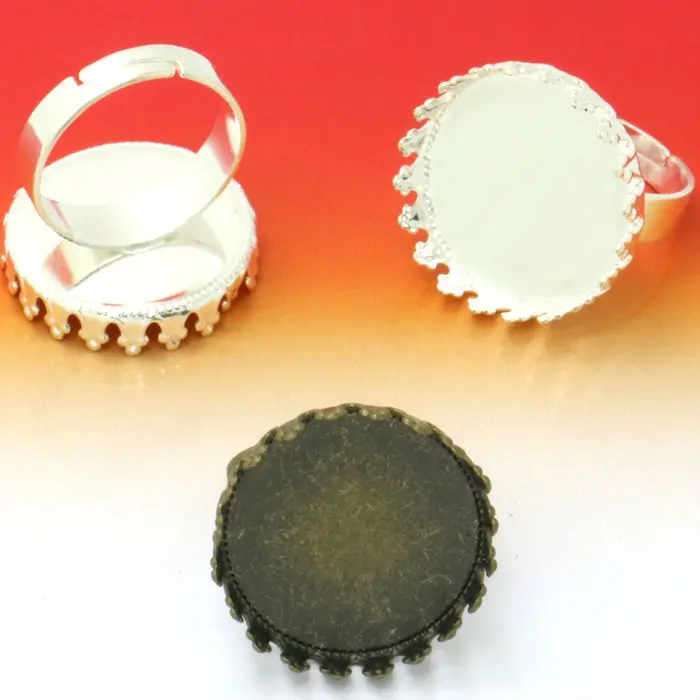 6pcs Fit 20mm 25mm Ring Blank Setting Base Jewelry Findings Tray Crown
