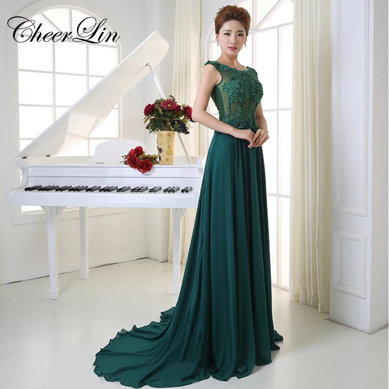 O Neck Evening Dresses Chiffon Appliques Beading See Through (2)