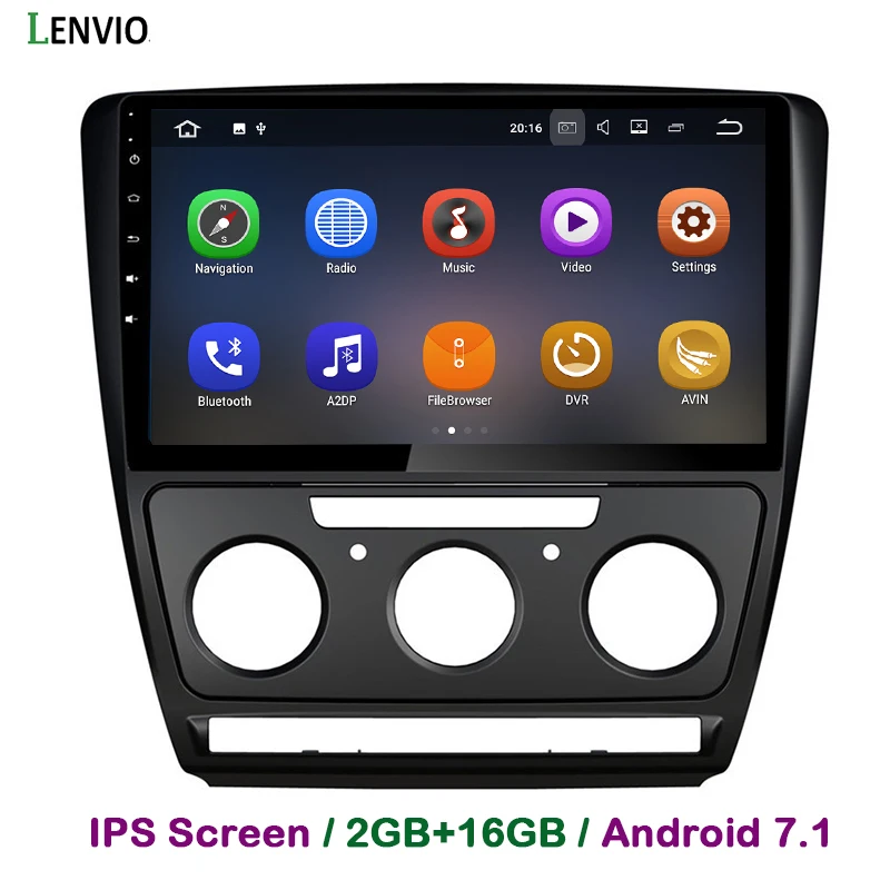 Автомобильный DVD плеер Lenvio 2G RAM Android 7 1 С GPS навигацией для Skoda Octavia 2007 2011 2012 2013