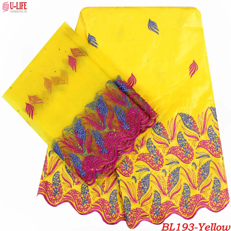 

ulifelace 2018 New arrival Stone of African Mesh Lace fabric Embroidery 5 Yards Bazin riche Getzner dress material BL-193