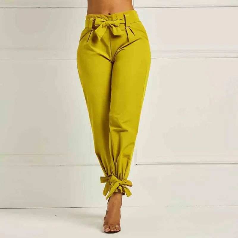 Летние Элегантные повседневные зеленые женские брюки большого размера свободные с высокой талией на шнуровке простые Африканские модные женские брюки-шаровары Boho