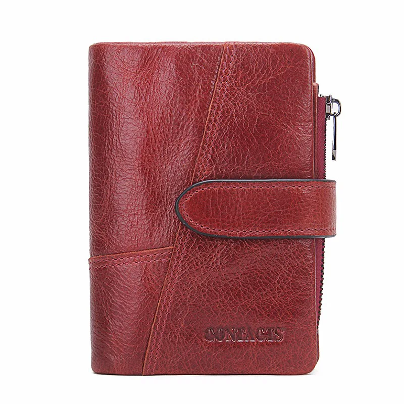 Мужской кошелек в стиле ретро из натуральной кожи, винтажный брендовый мужской клатч, дизайнерский съемный Кошелек для монет на молнии и застежке, держатель для карт, 4 цвета - Цвет: Red