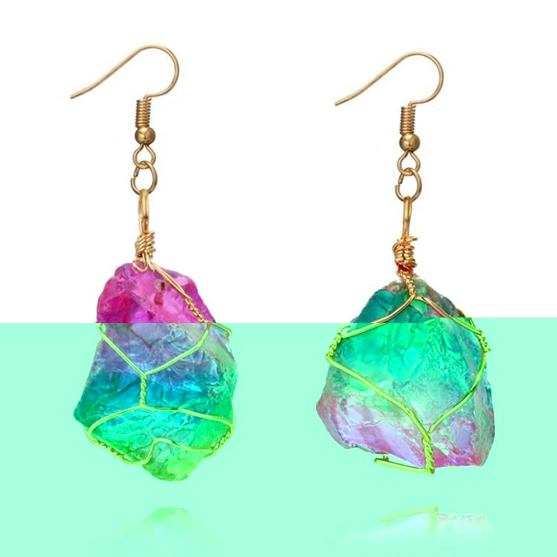 2018 Cross-border New European and American Fashion Creative multicolored Winding Natural Stone earrings female | Украшения и
