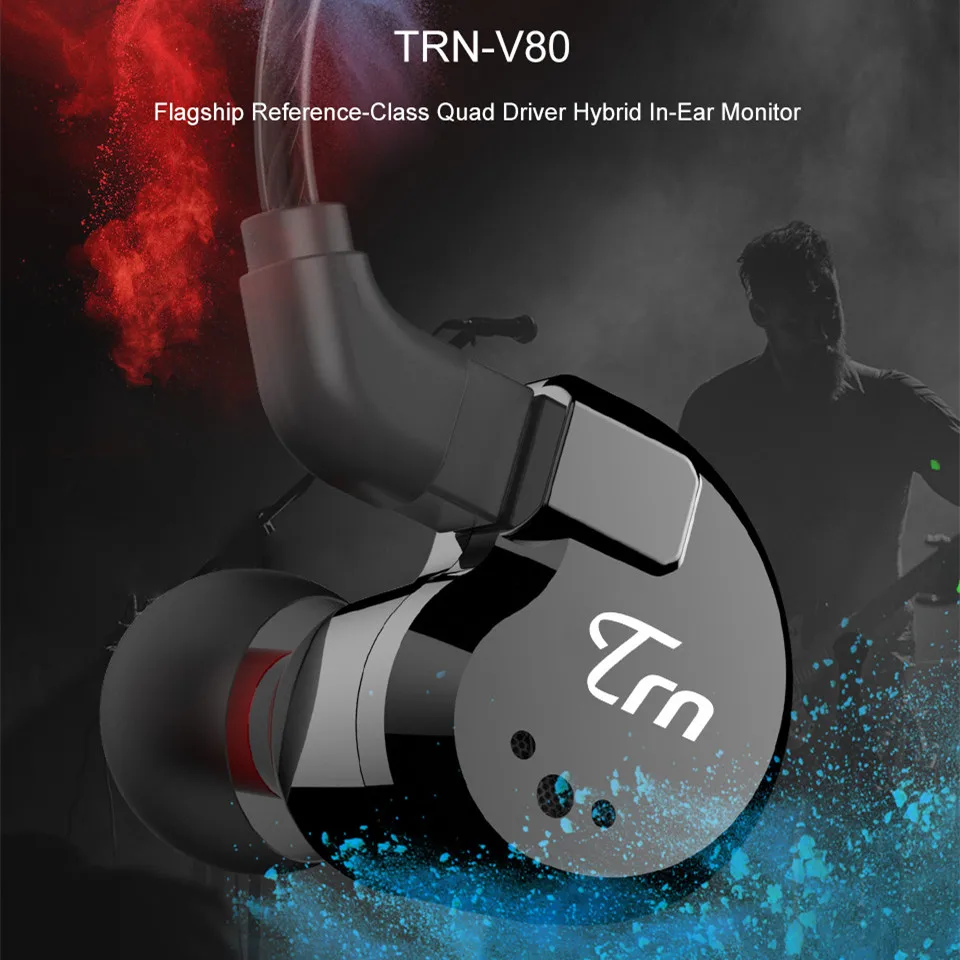 TRN V80 2BA + 2DD гибридные наушники HiFi двойной сбалансированный арматурный