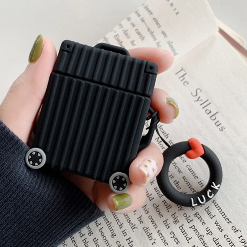 New Fashion Cute Suitcase Soft Silicone Case Earphones For Apple Airpods Bluetooth Wireless Earphone Protective Skin Cover Box