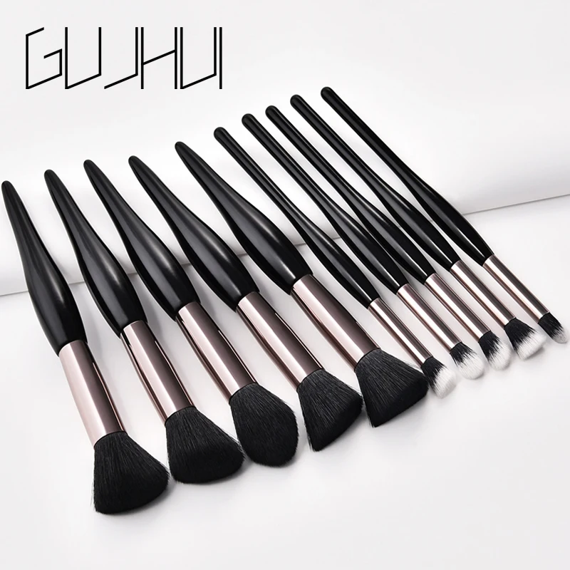 

New 10 Pcs Makeup Brush Kit Soft Synthetic Hair Brushes Set Tool For Women Cosmetic Foundation Powder Eyeshadow Facial Make Up