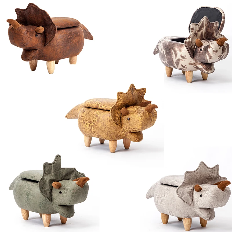 

Wooden Living Room Furniture Animal Stool Baby Dinosaur Ottomans Sofa Storage Containing Box Taburetes Home Chair Wood Stool