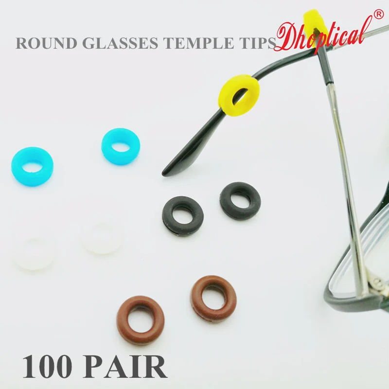 

100pcs round colorful eyeglasses temples tips ,silicone temple tips avoid glasses slip sport equipment by dhoptical