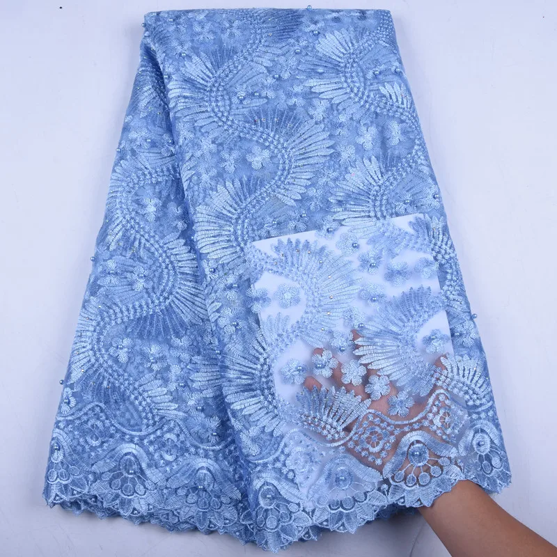 

Sky Blue French Mesh Net Lace Fabrics High Quality Men Women Sew Materials African Lace Fabrics For Nigerian Dress PartyF1574