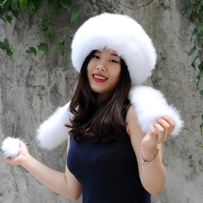 mad bomber trapper hat CX-C-175B New Design China Supplier 2017 Winter Women White Hat Warm Fox Fur Lady Hat Russian Hat mens leather bomber hat