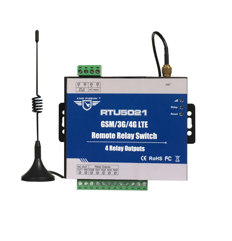 

RTU5021 Free Shipping GSM SMS GPRS 3G 4G Remote Relay Switch No Distance Limitation 4 Relay Outputs Schedule Upload