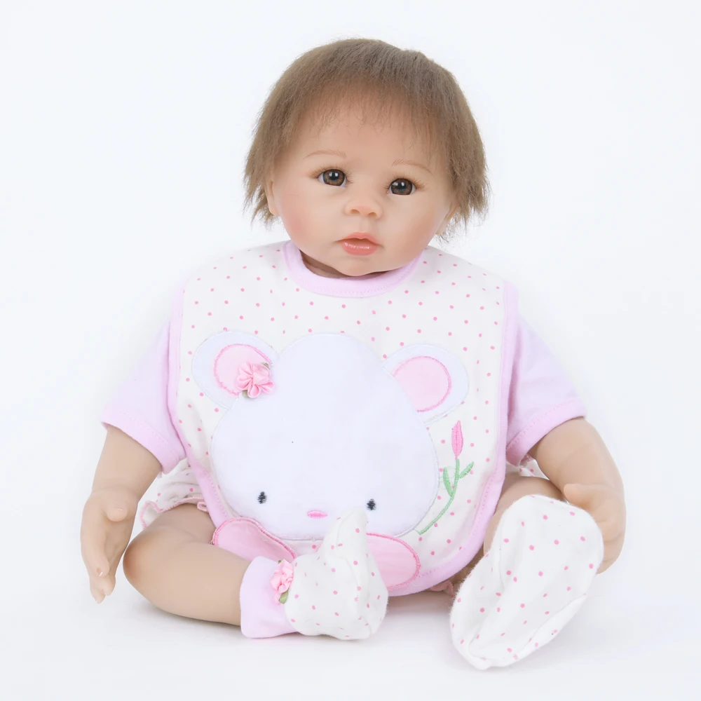 

22" 55CM Adorable Curved Hair Baby Dolls Brinquedos Alive Reborn Doll Early Education Doll for Kids Birthday Gift Toddler Toy