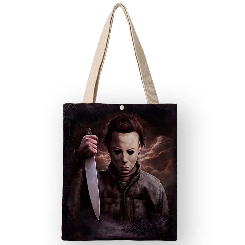 

Horror Movie Character Pattern Canvas Bag Women Handbags Michael Mayer Print Student School Book Bags AKB01002