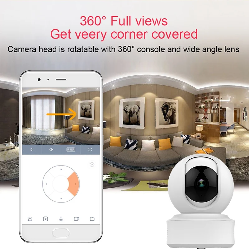 Wifi Security Camera 1080P Home Security Hd Cctv Camera Tuya Smart Life With Auto-Tracking(Eu Plug)