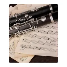 Musical Notes And Clarinet On Wooden Soft Fleece Throw Blanket Solid 350G Thicker Blankets on Sofa/Bed Throw Blanket