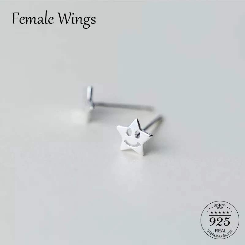 

Female Wings 925 Sterling Silver Earrings Smell Star Stud Earrings For Women Silver Jewelry Lovely Girls Party Gifts FE099