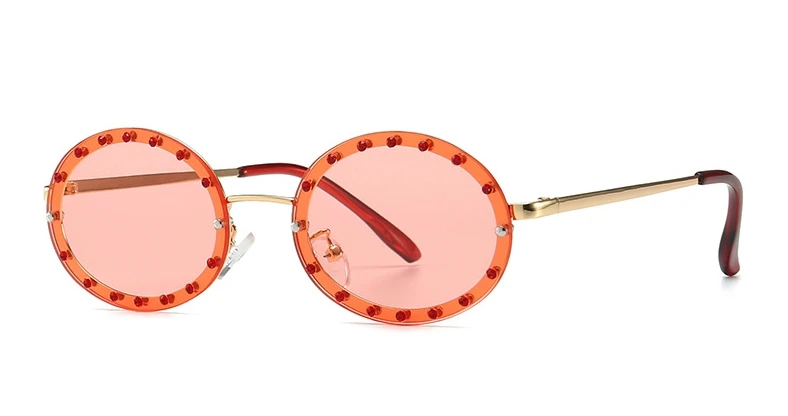Овальная маленькая оправа с бриллиантами роскошные солнцезащитные очки для мужчин и женщин Модные Оттенки UV400 Винтажные Очки 46127 - Цвет линз: C7 pink