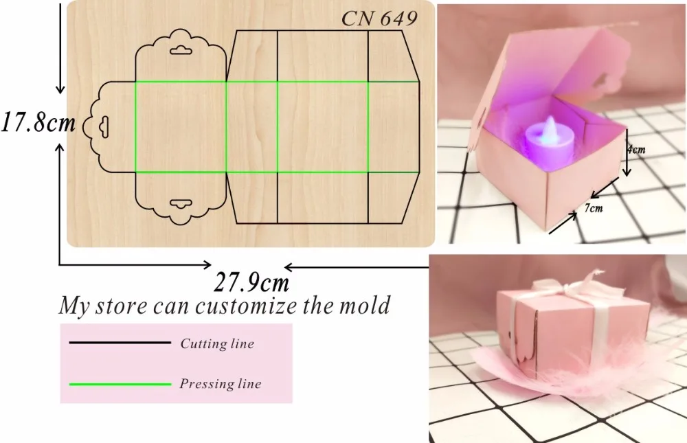 

Candy box/1 wooden die cutting accessories wooden die Regola Acciaio Die Misura