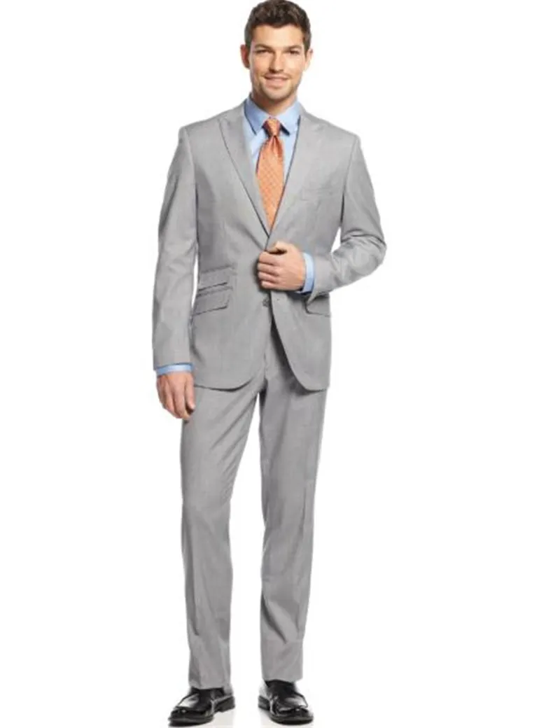 

Light Grey Custom Made 2 piece Men's Blazer Suit for Wedding Slim fit Business Office Groom Party Jacket Men Suit with Pants
