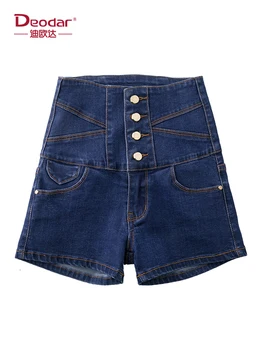

Deodar Women High Waist Jean Short 2019 Summer Push Size 5XL Female Fashion Regular Jeans Pants Black Women Casual Jeans Short