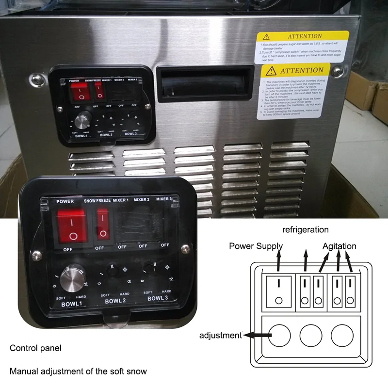 XRJ15X3 Snow melting machine Three tanks of commercial slush machine beverage ice and frozen Juice 220V-240V/110V-130V