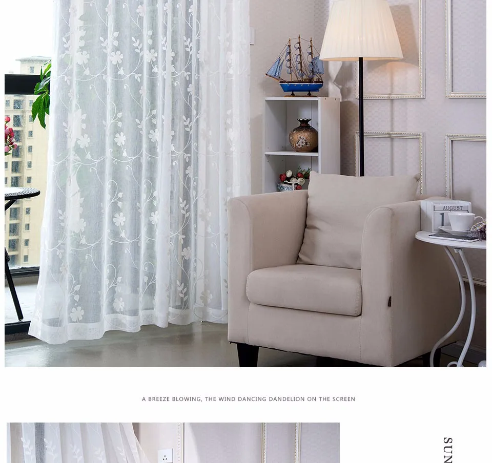 Korean White Embroidered Voile Curtains For Bedroom Window Curtain Living Room Sheer Curtains White Blinds Custom Made4