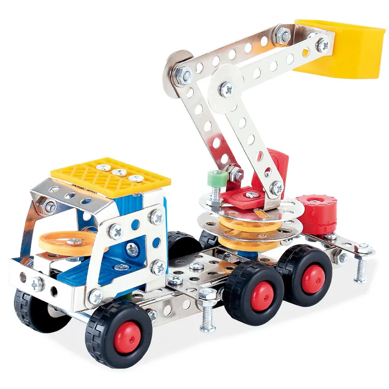 

Mobile Fire Fighting Truck With Aerial ladder Construction toys for Boys 3D Steel Model Kit Model Building Educational Toys