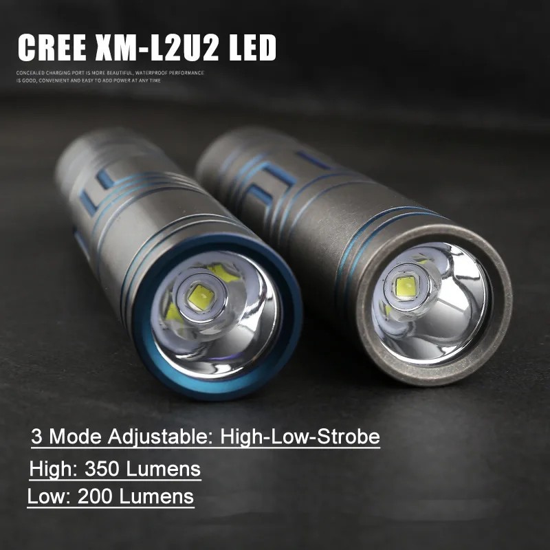  Titanium Tactical Flashlight Waterproof Portable Led Rechargeable Torch For Outdoor Camping Hiking  - 4000004827705