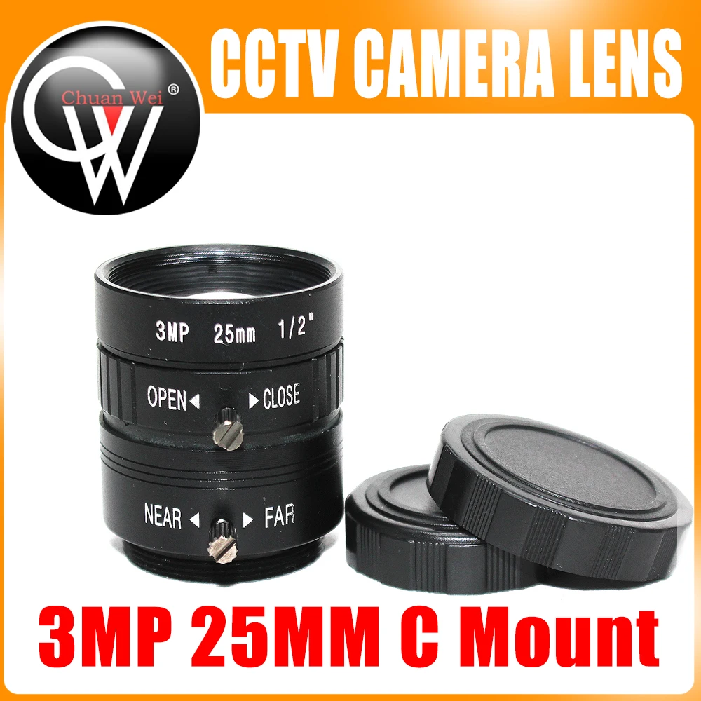 3MP 25mm HD Industrial Camera Fixed Manual IRIS Focus Zoom Lens C Mount CCTV Lens for CCTV