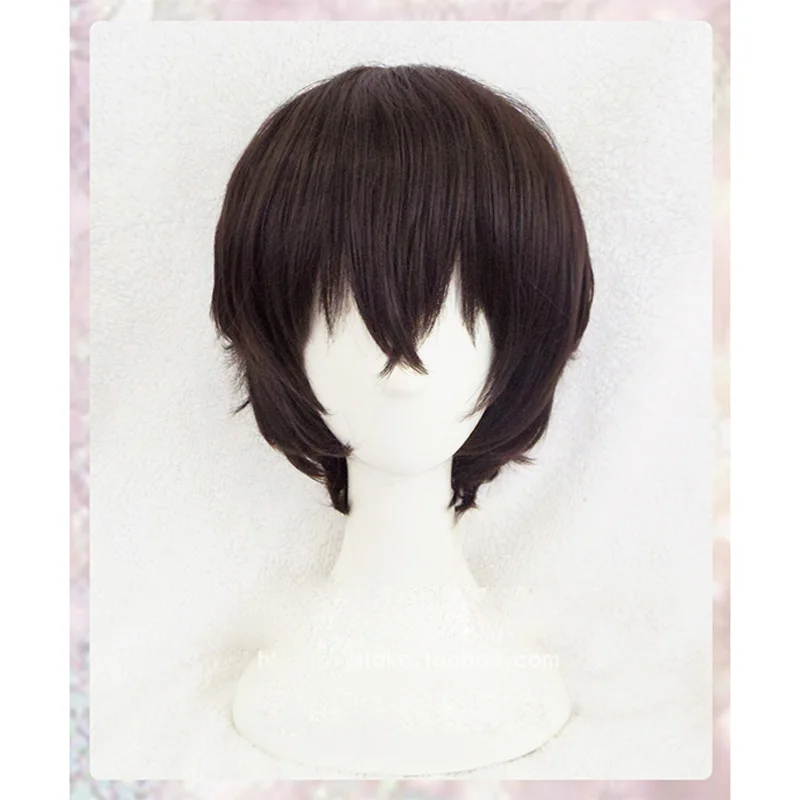  New Arrival Anime Bungo Stray Dogs Dazai Osamu Short Brown Curly Hair Heat Resistant Cosplay Costum