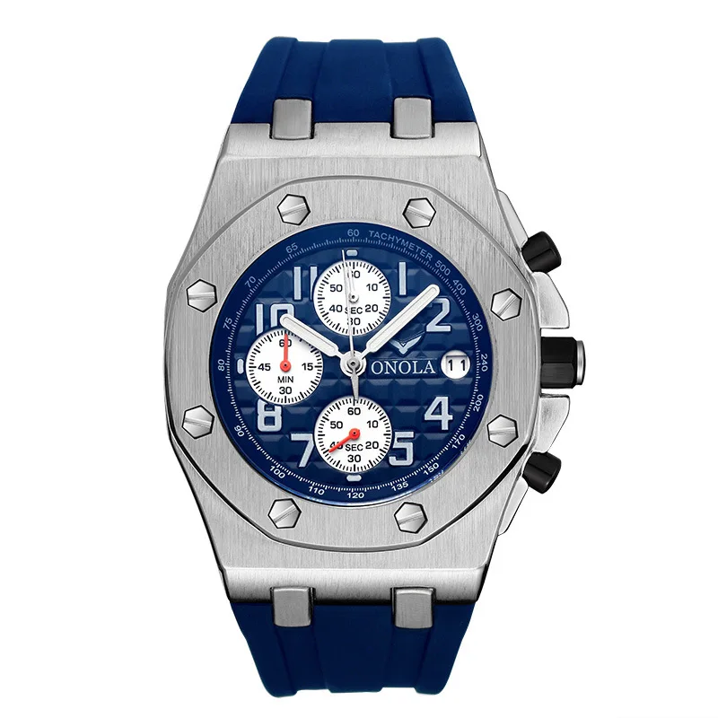 business mens wristwatches quartz Multifunction man watches waterproof fashion ONOLA brand male clocks blue black gold - Цвет: Синий