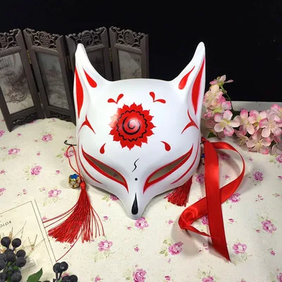 Красочные маски Лисы На Хэллоуин и Рождество; Вечерние Маски из ПВХ с персонажами мультфильмов; один размер; подходит для всех; вечерние маскарадные маски с лисой - Цвет: FOX-Red Flower