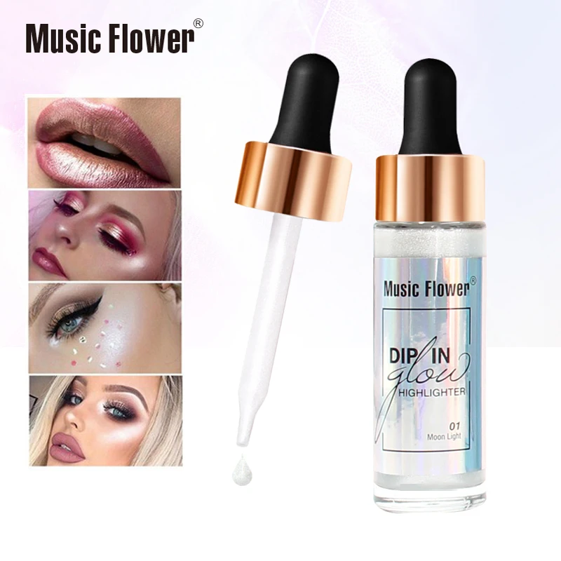 

Dropshipping Music Flower DIP IN Glow Face Highlighter Long Lasting Brighten Illuminator Makeup Liquid Countour Shimmer Bronzer