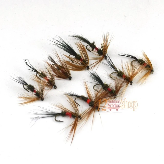 Mnft 10pcs [10#] Grey Hackle Peacock Coachman Fly Trout Fishing