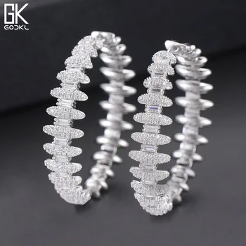 

GODKI 44mm Luxury Clear Zirconia CZ Arror Big Hoop Earrings for Women Wedding Crystal CZ Engagement Dubai Bridal Earrings