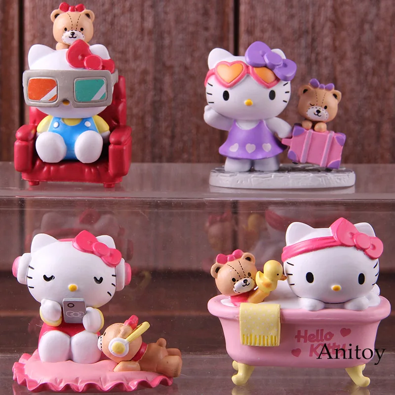

Hello Kitty Dress You Up in Style PVC Action Figure Collectibles Model Hello Kitty Toys for Girls 4pcs/set