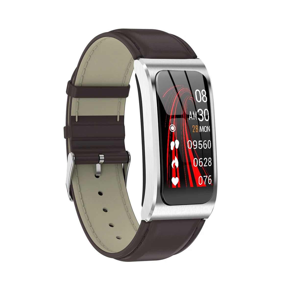 AK12 смарт-браслет ips цветной экран фитнес-браслет с Bluetooth для мужчин/женщин Сфигмоманометр мужской strual Cycle монитор активности - Цвет: Leather strap sliver