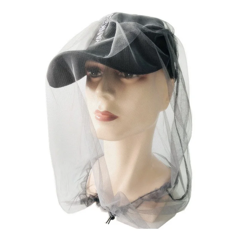 Outdoor Fishing Cap Mosquito Net Midge Bug Protector Hat Face Mesh Fishing Mosquito prevent Head Insect - Цвет: Серый