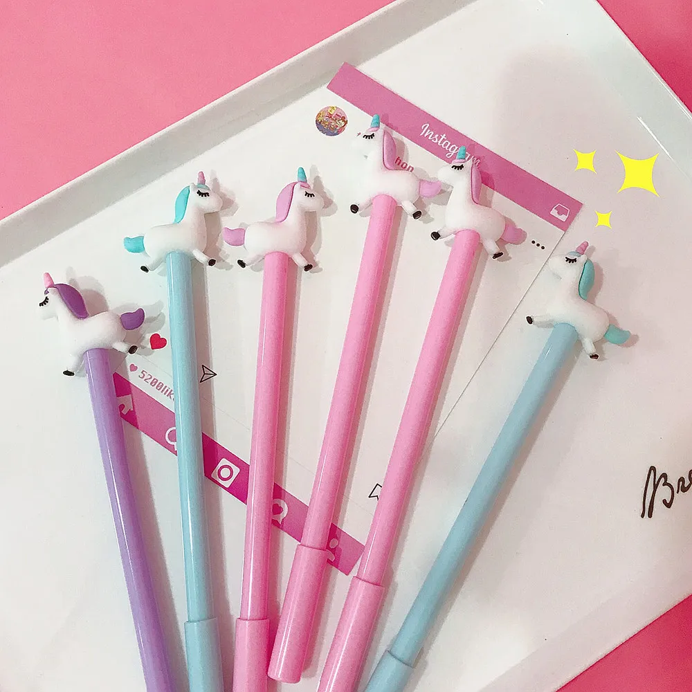 

36 Pcs Cartoon Unicorn Gel Pen 0.5mm Ballpoint Black Color Pen Girl Gift Stationery Office School Supplies Canetas Escolar