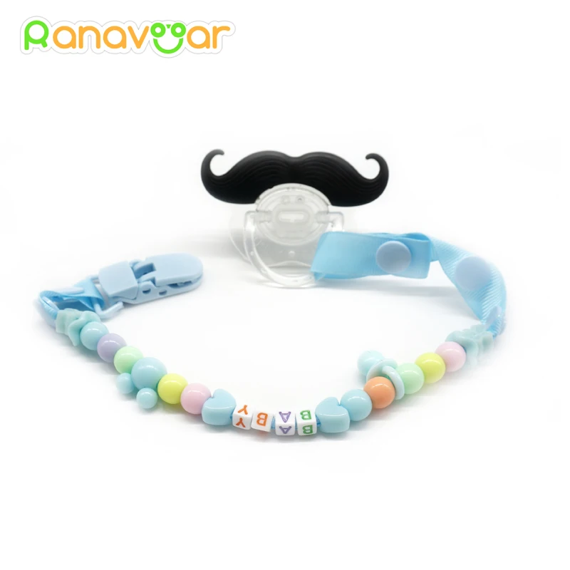 Toddler Baby Hand Made Dummy Pacifier Clip Chain Holder Soother Nipple Strap With Words BABY or KISS Nipple Feeding Supplies