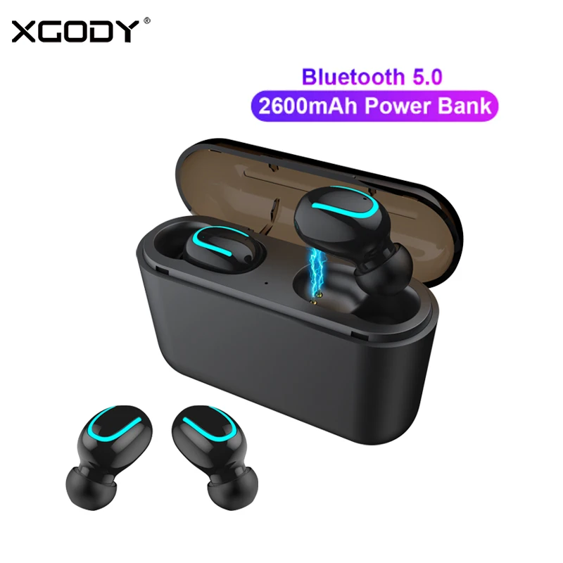 

XGODY Q32P TWS Wireless Earphones Bluetooth 5.0 Touch Headphones Earbuds 2600mAh Power Bank Charging Box Binaural Calls Headset